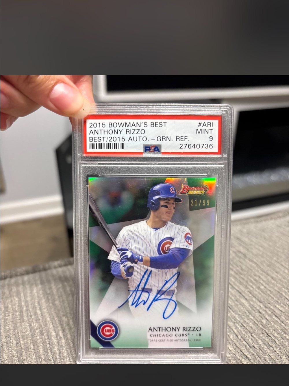 Anthony Rizzo Chicago Cubs Green Autograph Baseball Card - 2015